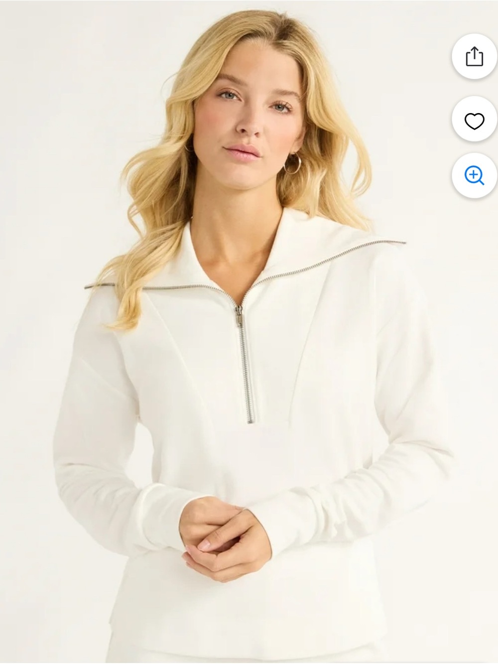Free Assembly Women's White Half-Zip Funnel Collar Pullover